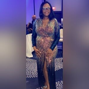 Fashion Nova long sleeve sequin dress.  Great for formals.